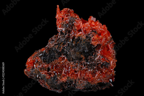 Crocoite mineral ore crystals 
