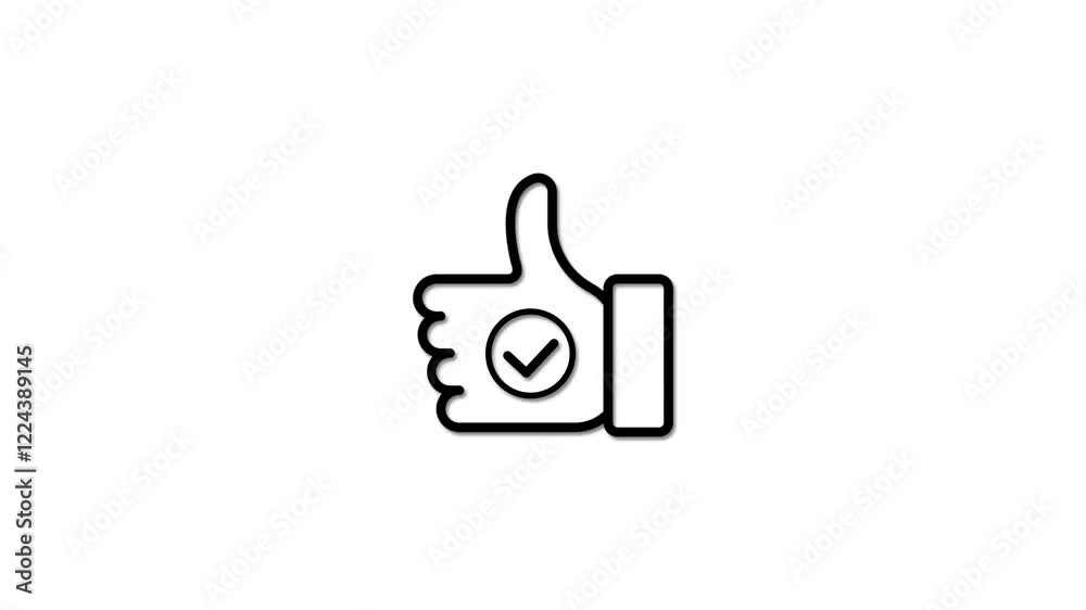 Thumb up and tick mark icon isolated .thumb up finger , chat like button icon animation .Hand Thumbs up or tick mark icon . Thumb up and tick mark icon isolated .thumb up finger , chat like button icon animation .Hand Thumbs up or tick mark icon .