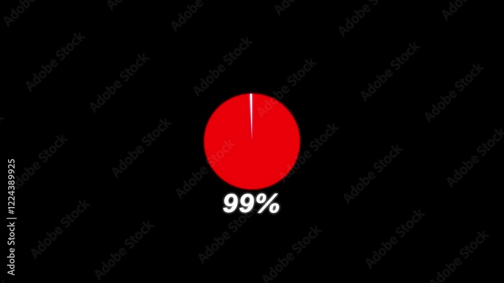 Timer Icon Animation countdown chronometer symbol isolated.Loading cut circle icon animation on black background.