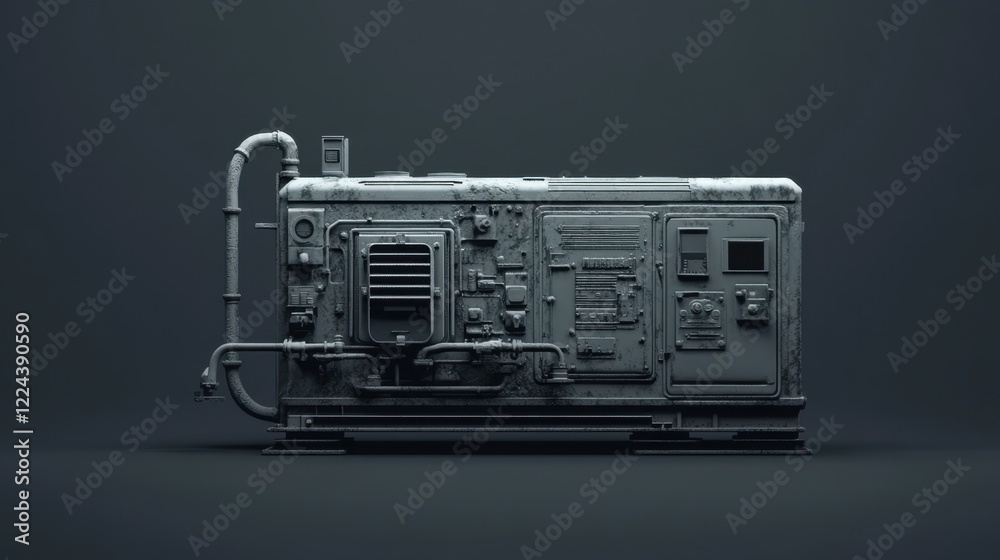 Fototapeta premium A sleek, modern generator with high-tech digital controls and a monochromatic background.