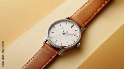 Wallpaper Mural A stylish leather band watch with a modern design, resting on a soft color background, highlighting the watch's sleek lines and details Torontodigital.ca