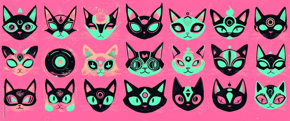 Explore a playful set of illustrated feline characters from outer space. Explore a playful set of illustrated feline characters from outer space.