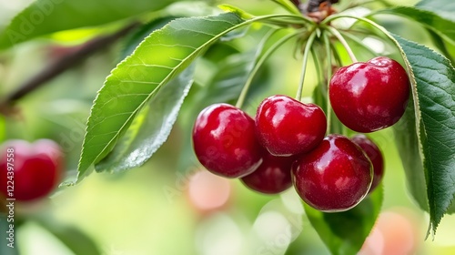 Wallpaper Mural Cherry tree with a bunch of growing mature Cherry Torontodigital.ca