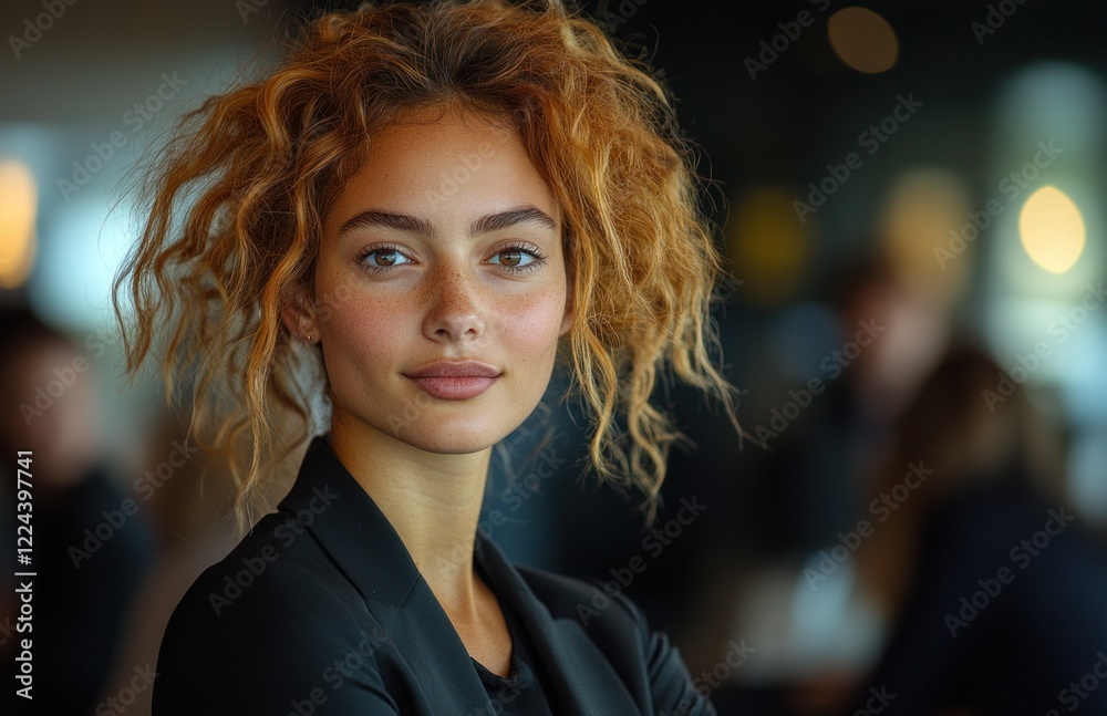 Fototapeta premium Empowered Female Leader at Business Conference in Professional Setting