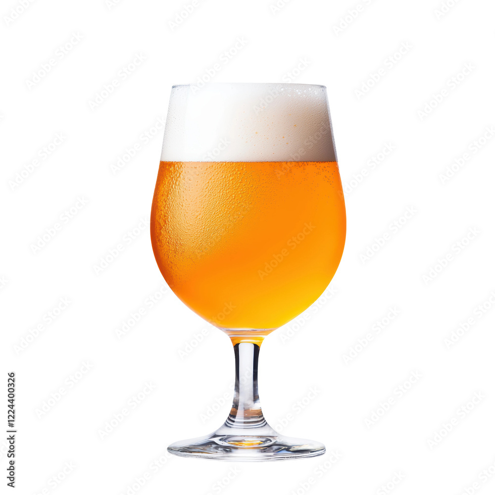 Frothy IPA in Glass with Vibrant Color Isolated on White Frothy IPA in Glass with Vibrant Color Isolated on White
