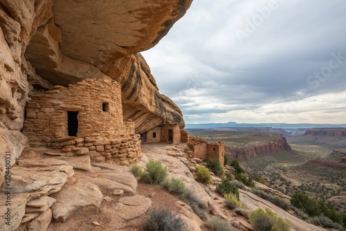 Ancient Granaries, Aztec Butte, Canyonlands National Park, Utah - Minimalist Sandstone Cliff Dwellings photo