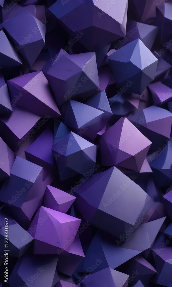Fototapeta premium Geometric shapes in shades of indigo and violet intersect and overlap, creating a sense of dynamic movement , intersection, geometric shapes, creative