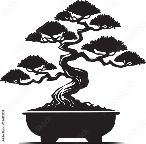 bonsai tree icon symbol silhouette design graphic vector art illustration