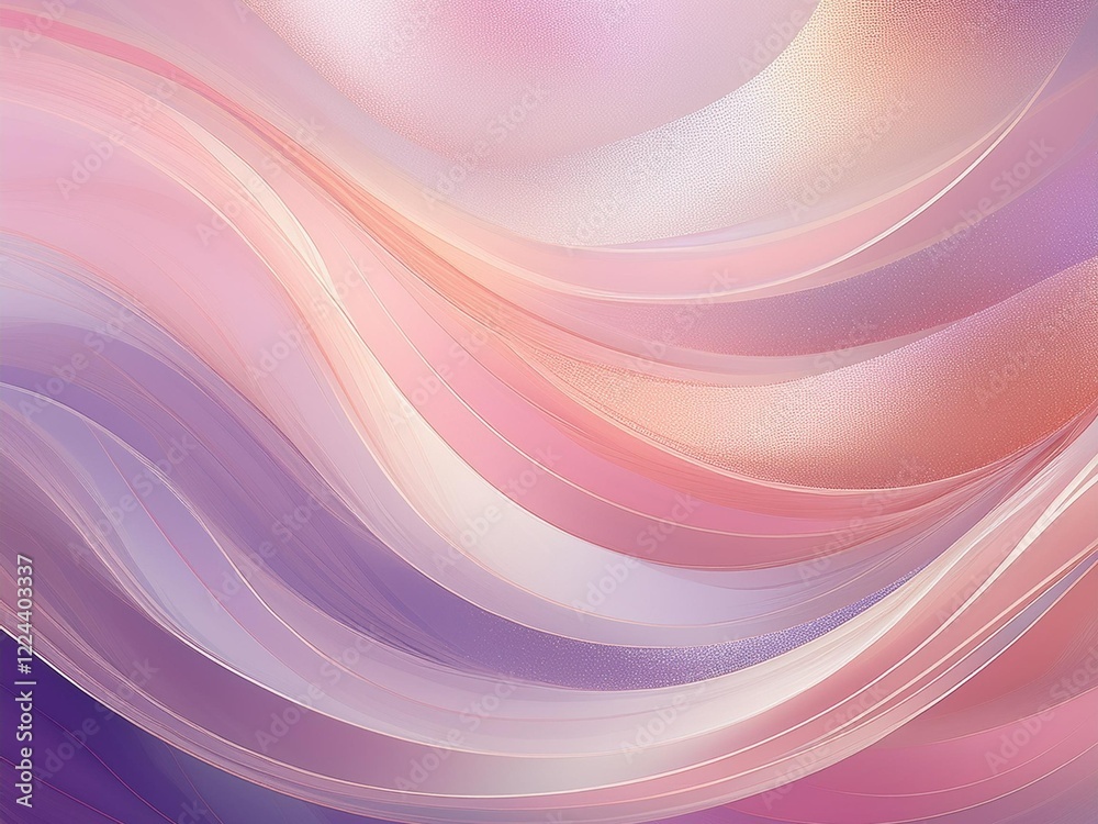 Obraz premium A whimsical, soft pastel abstract background with lavender, pink, peach, and white tones, featuring smooth gradients and metallic shimmer. The image includes a grainy, noisy texture that adds depth