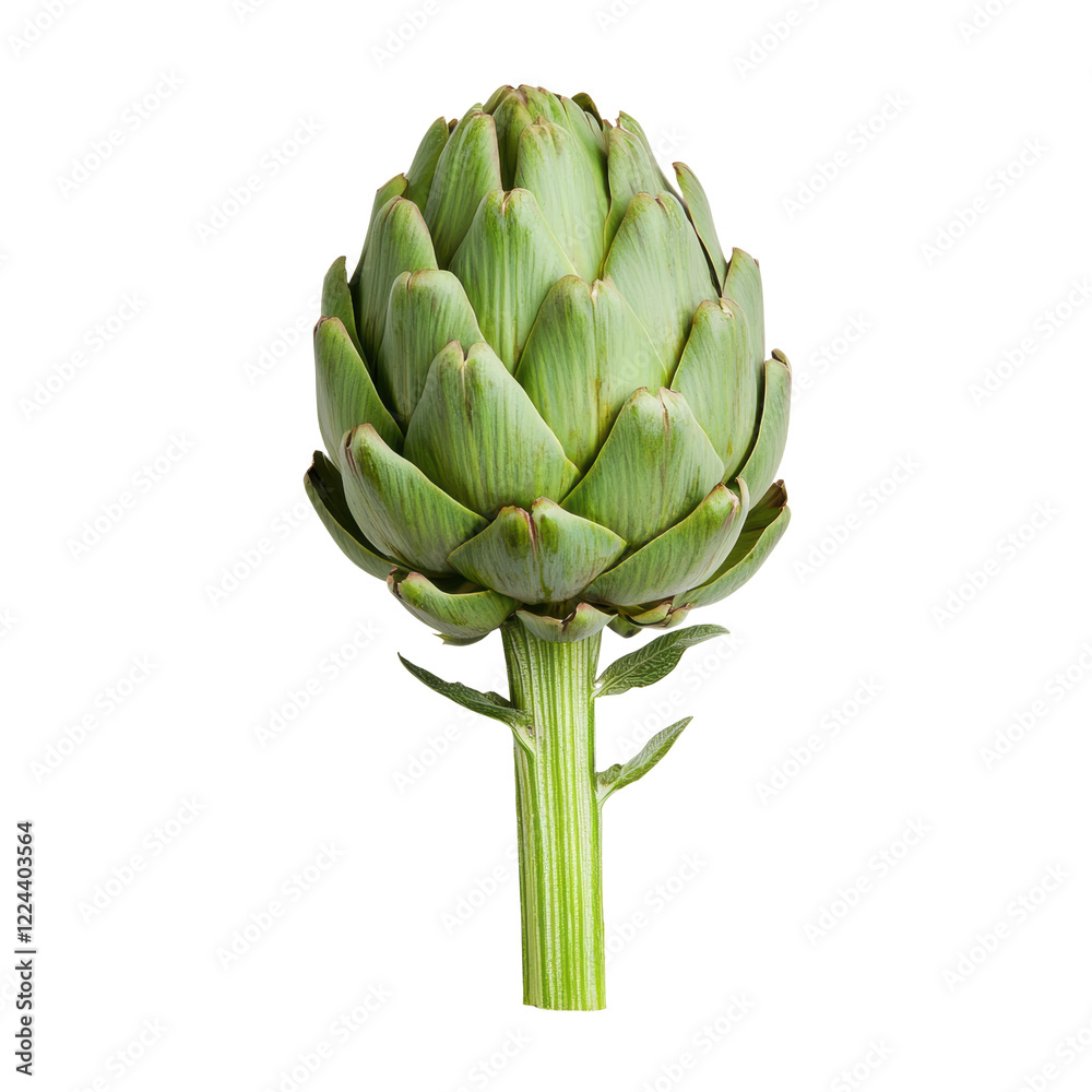 Fototapeta premium Single Fresh Artichoke Placed Neatly on Clean White Background