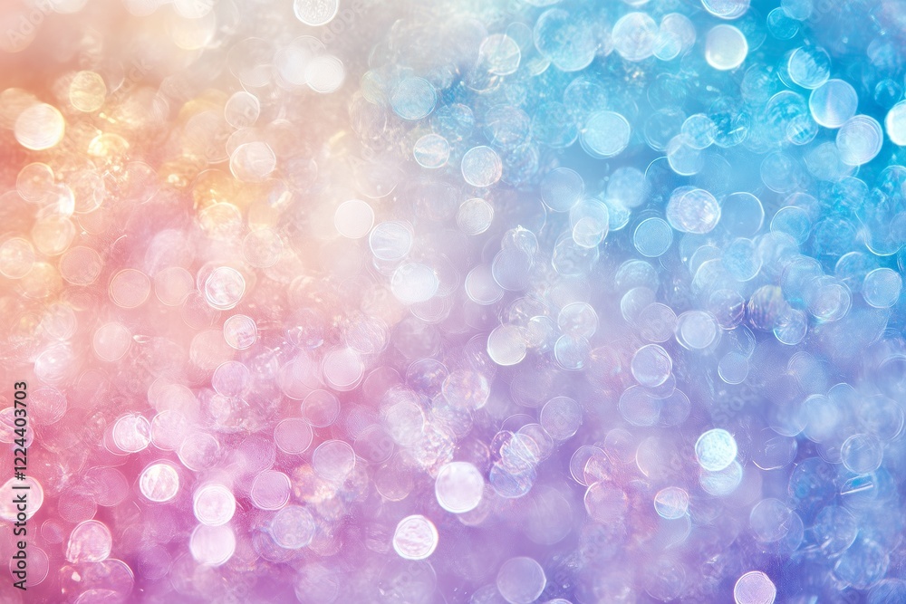 Soft Pastel Rainbow Bokeh Background with Sparkles, Blurred Lights