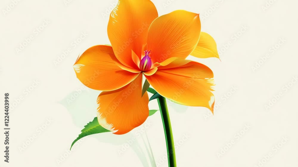 Flower with a stem is on a white background Flower with a stem is on a white background