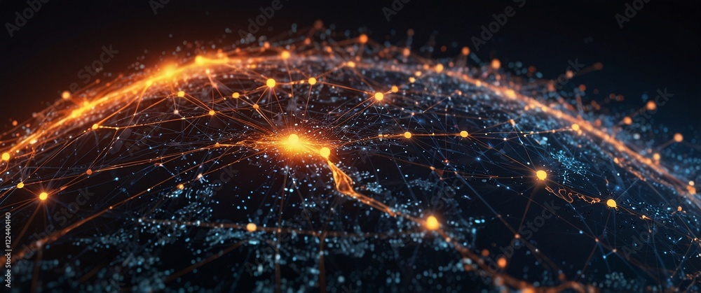 Global Network: A mesmerizing digital rendering of Earth at night, showcasing a vibrant network of interconnected lines and glowing nodes, symbolizing global communication and connectivity. Global Network: A mesmerizing digital rendering of Earth at night, showcasing a vibrant network of interconnected lines and glowing nodes, symbolizing global communication and connectivity.