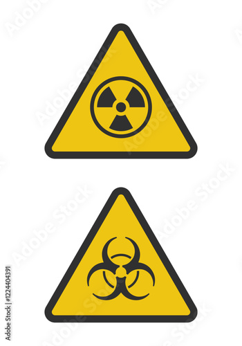Warning sign set. Flat vector illustration. White background.