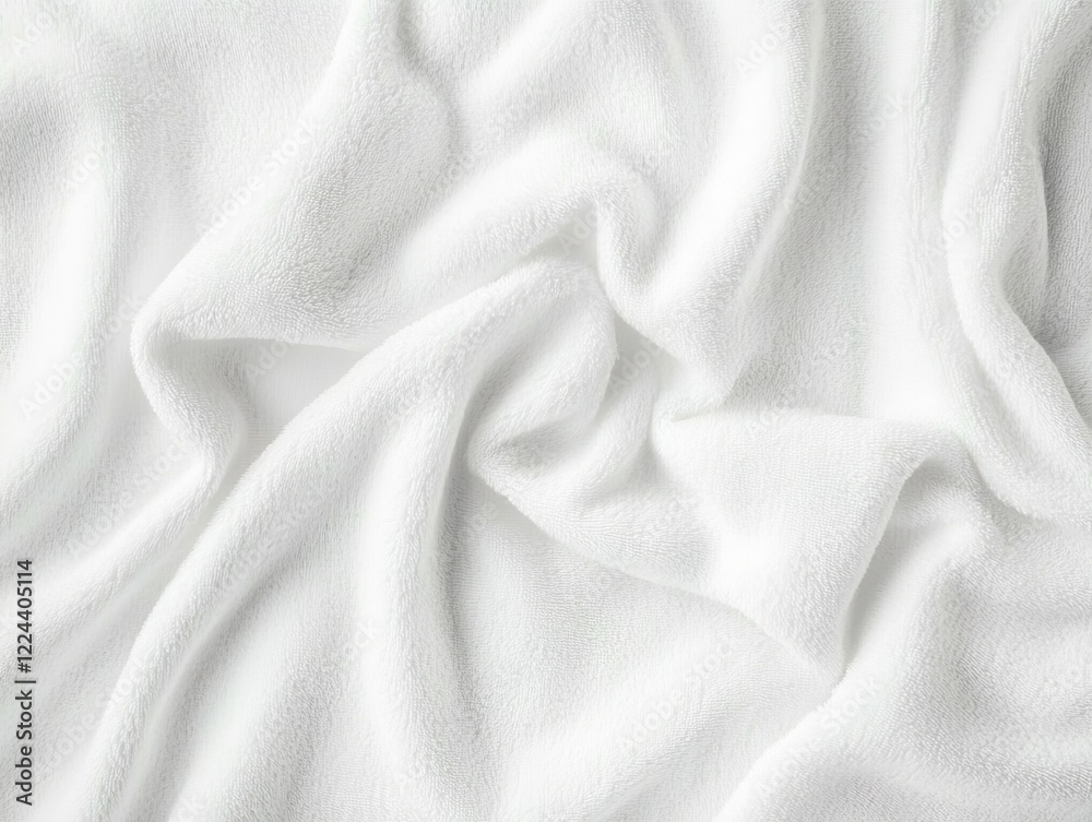 Fototapeta premium Soft white fabric texture with wrinkles and folds. (1)
