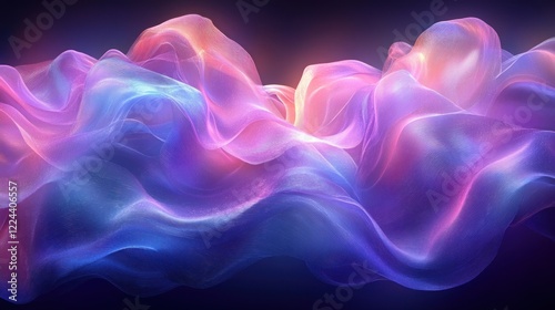 Dynamic Abstract Design with Iridescent Ribbons in Blue and Purple photo