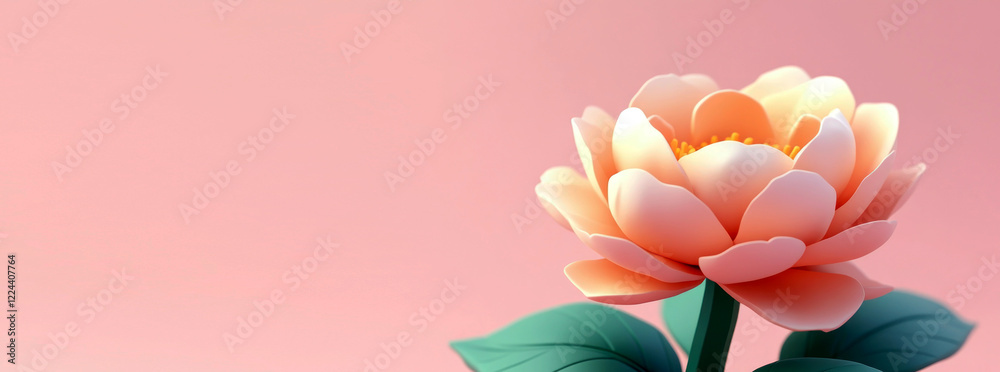 3D Peony Flower Close-Up with Soft Lighting 3D Peony Flower Close-Up with Soft Lighting