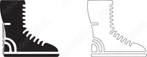 High lace-up boots. Realistic vector icon.