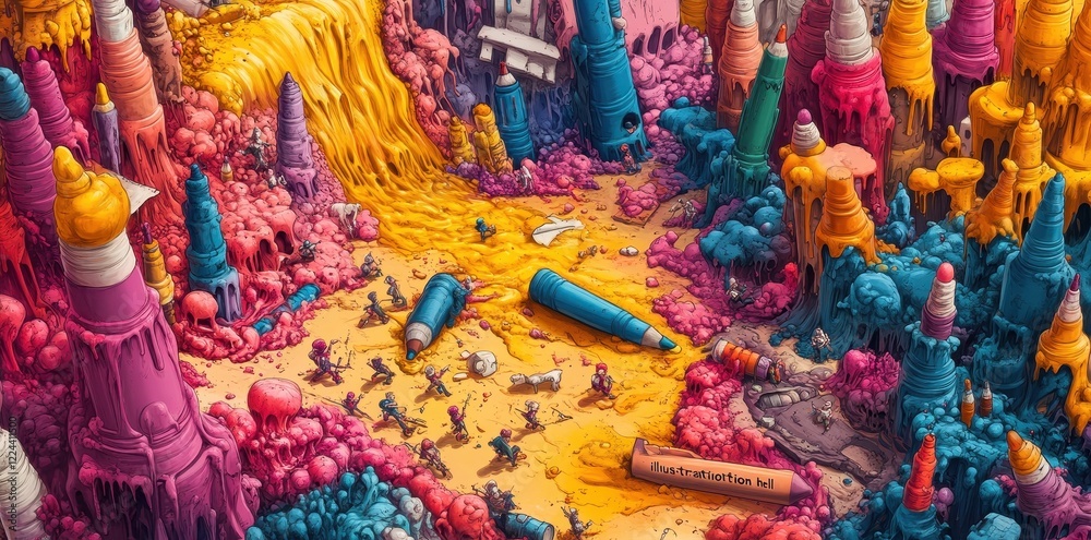 Fototapeta premium Melted Art Supplies Battleground Miniature Figures