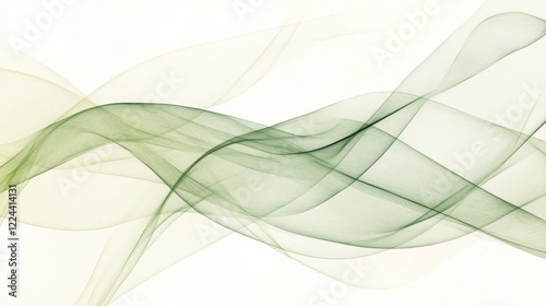 Wallpaper Mural Abstract green and yellow wavy lines on white background. Torontodigital.ca
