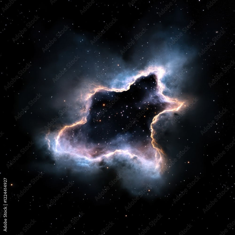 Obraz premium Stunning Cosmic Nebula with Bright Stars and Dark Space Background