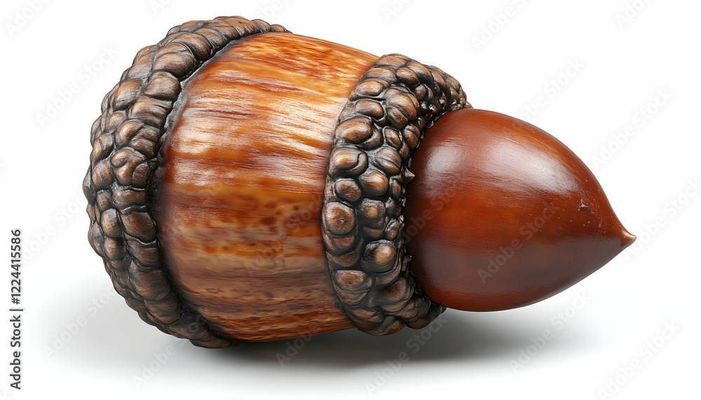Ripe acorn on white background, autumn harvest, nature detail, for seasonal designs Ripe acorn on white background, autumn harvest, nature detail, for seasonal designs