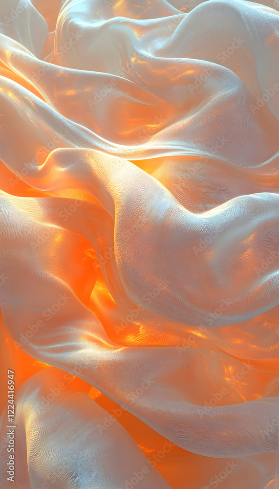 Obraz premium Shimmering silk fabric, warm light, soft folds, elegant texture, background for design