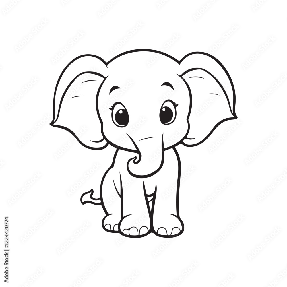 Obraz premium elephant with a bone vector icon black and white background