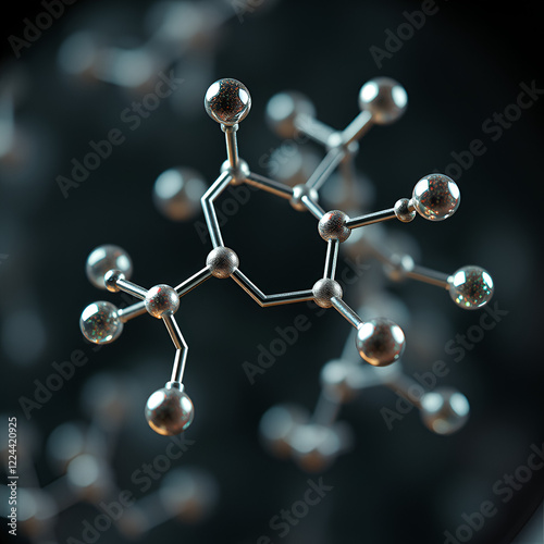 aminophylline molecular structure, 3d model molecule, nonselective adenosine receptor antagonist, structural chemical formula view from a microscope photo