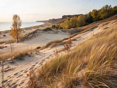 Autumn Beach Grass and Sand Dunes, Pinery Provincial Park, Minimalist Photography