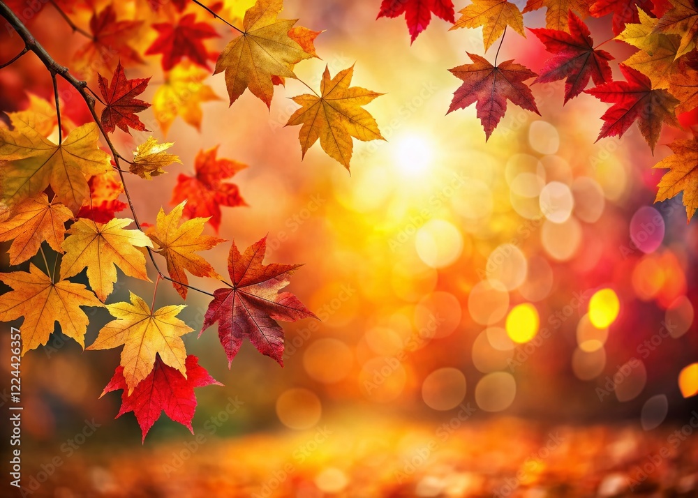 Autumn Leaves Background: Warm Red Orange Yellow Fall Foliage Bokeh Copy Space Autumn Leaves Background: Warm Red Orange Yellow Fall Foliage Bokeh Copy Space
