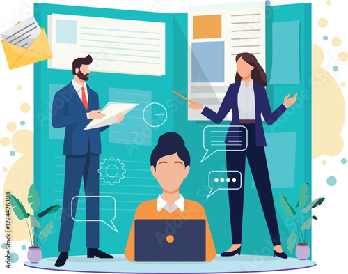 Business Journal Illustration, professional growth and self development business concept illustrations