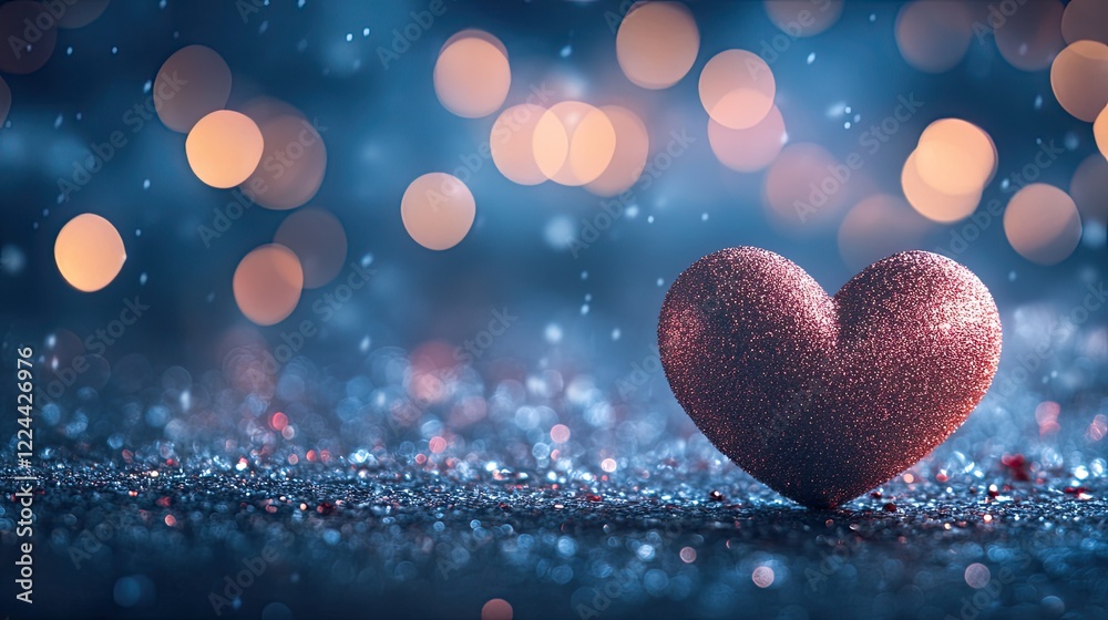 Sparkling Heart Against Soft Bokeh Background with Glitter Effect Sparkling Heart Against Soft Bokeh Background with Glitter Effect