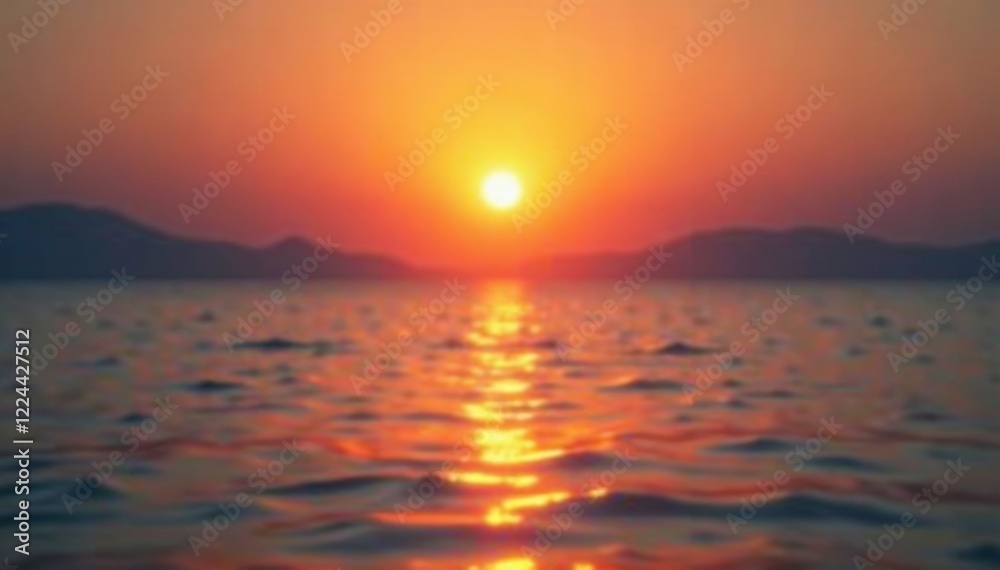 Naklejka premium Softly glowing sunset casting a warm light on the water, water, gentle glow