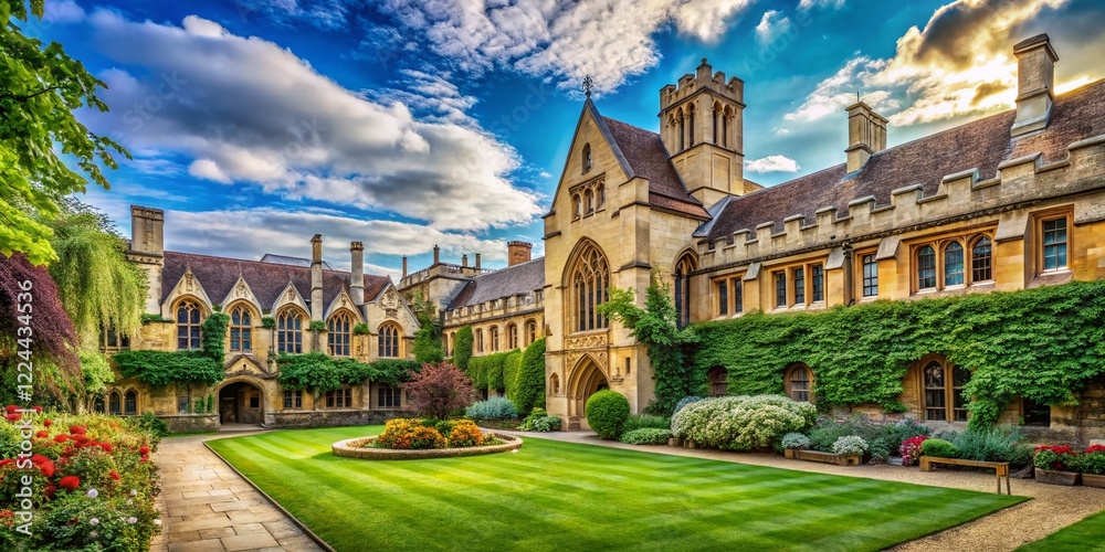 Obraz premium Balliol College Oxford England, Historic College Courtyard & Chapel