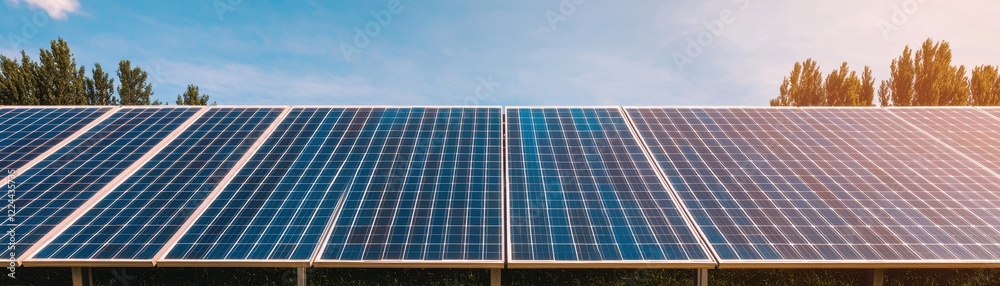 Solar panels are installed on a rooftop under a clear blue sky, capturing sunlight for renewable energy generation. Solar panels are installed on a rooftop under a clear blue sky, capturing sunlight for renewable energy generation.
