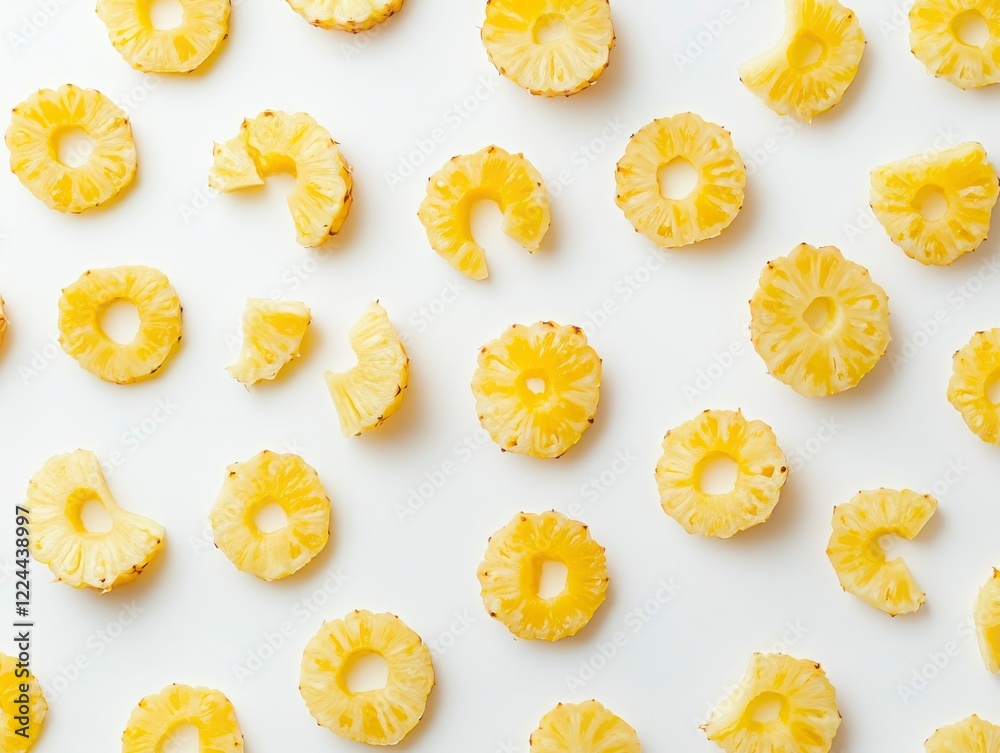 Fresh Pineapple Slices Arranged in an Artistic Flat Lay Composition