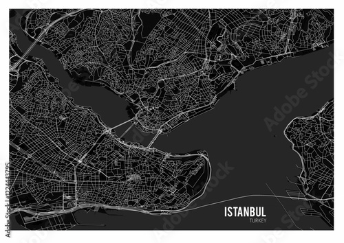 istanbul highway map with dark theme