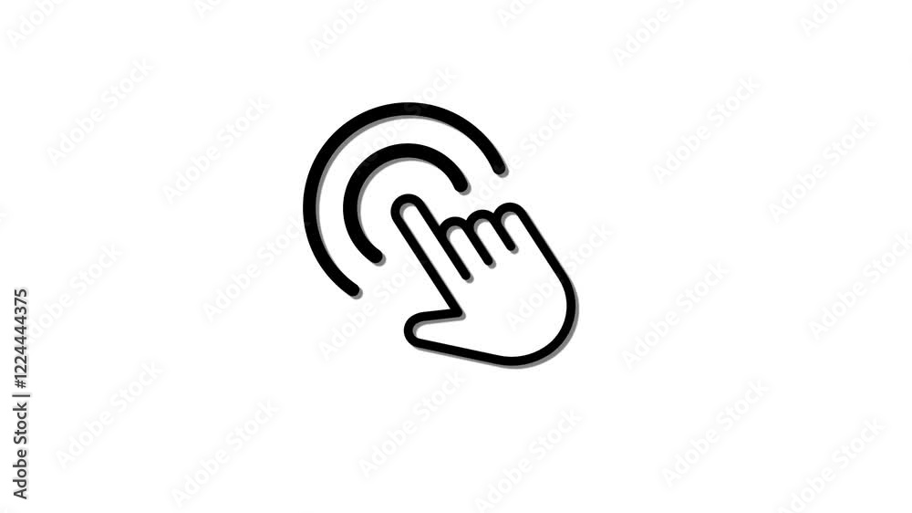 Hand touchscreen icon isolated animation on background with alpha channel.Screen click icon animation .
