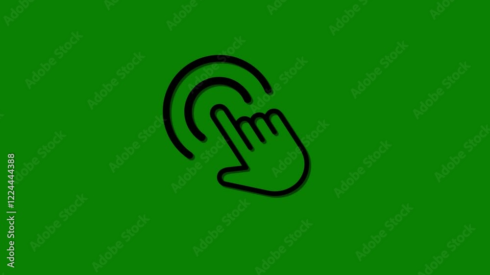 Hand touchscreen icon isolated animation on background with alpha channel.Screen click icon animation .