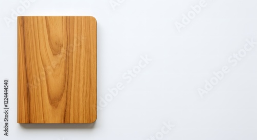 Small rustic wooden notebook on a white background with room for text or graphics