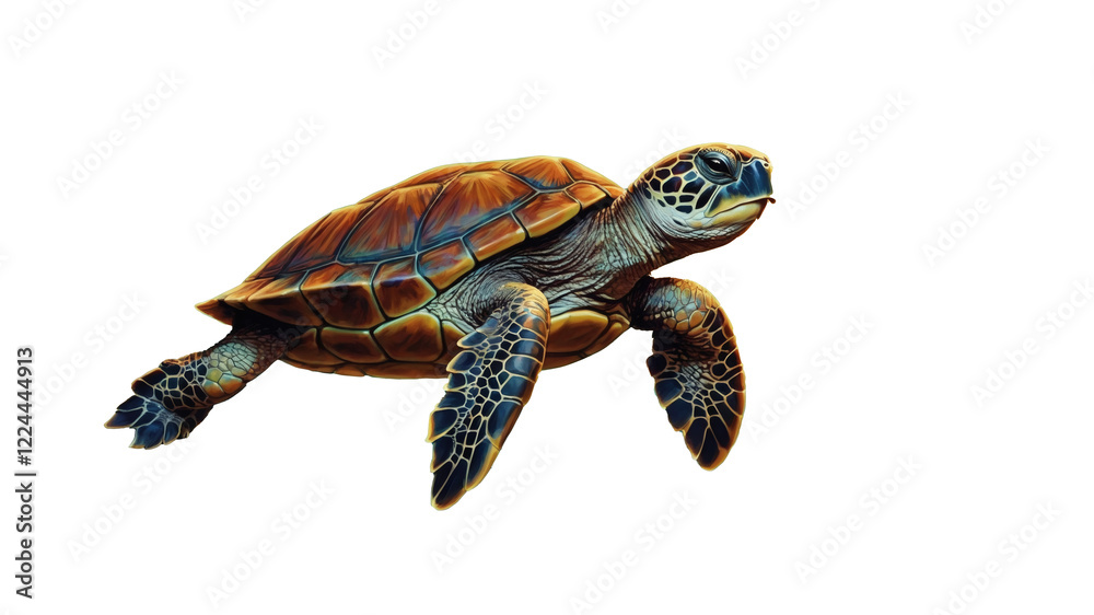 Fototapeta premium Closeup of a turtle walking on alpha channel