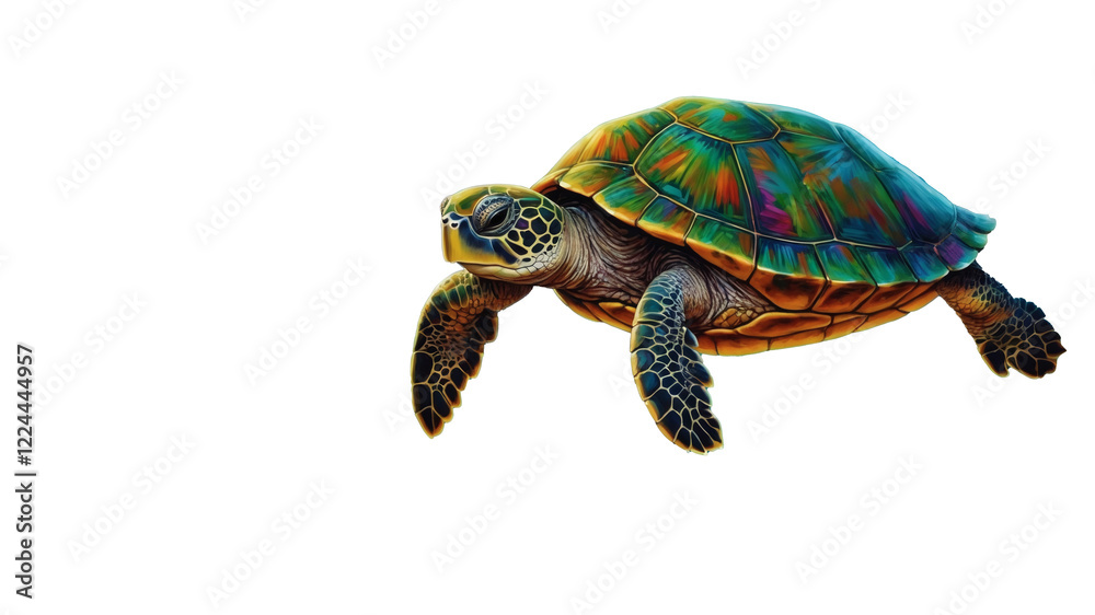 Obraz premium Closeup of a turtle walking on alpha channel