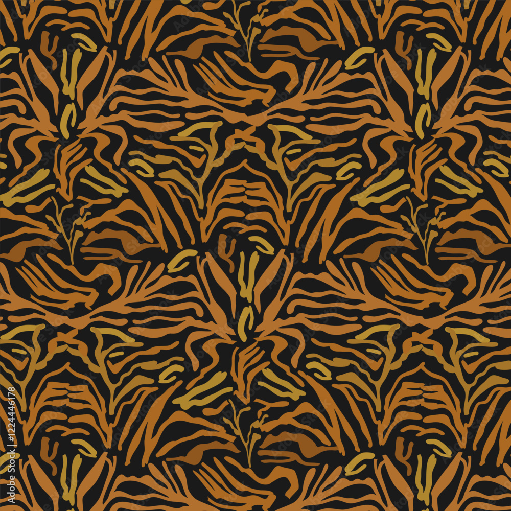Fototapeta premium Pattern with tiger background.Vector seamless pattern with abstract tiger ornament.