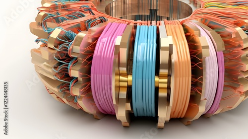 Detailed Cross section of a Multi core Electrical Cable Showcasing its Internal Structure and Technical Components photo