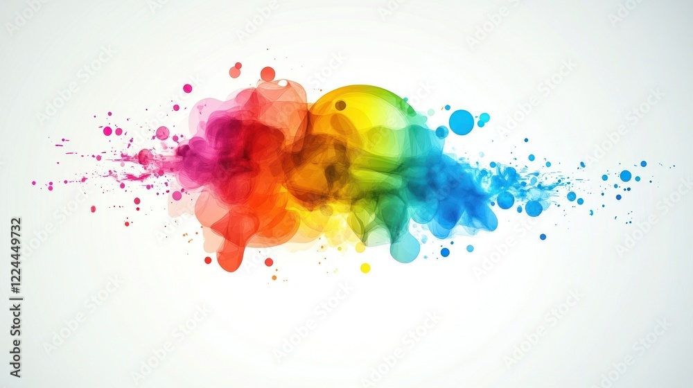 Fototapeta premium Rainbow paint splash banner design, white background