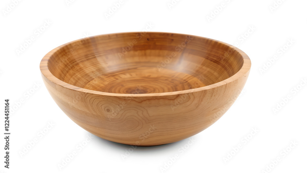 Wooden bowl with natural wood grain texture, emphasizing eco-friendly and rustic appeal isolated on white background. Generative AI Wooden bowl with natural wood grain texture, emphasizing eco-friendly and rustic appeal isolated on white background. Generative AI