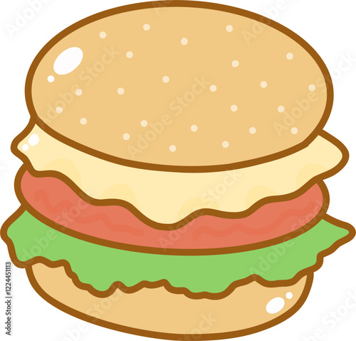 Cute burger cartoon doodle vector