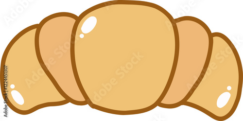 Cute cartoon croissant doodle vector