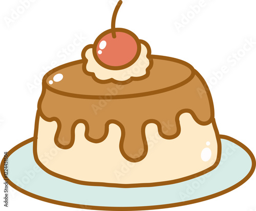 Cute pudding cartoon doodle vector
